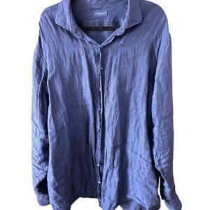 Proper Cloth Blue Linen Button Down Shirt Unisex